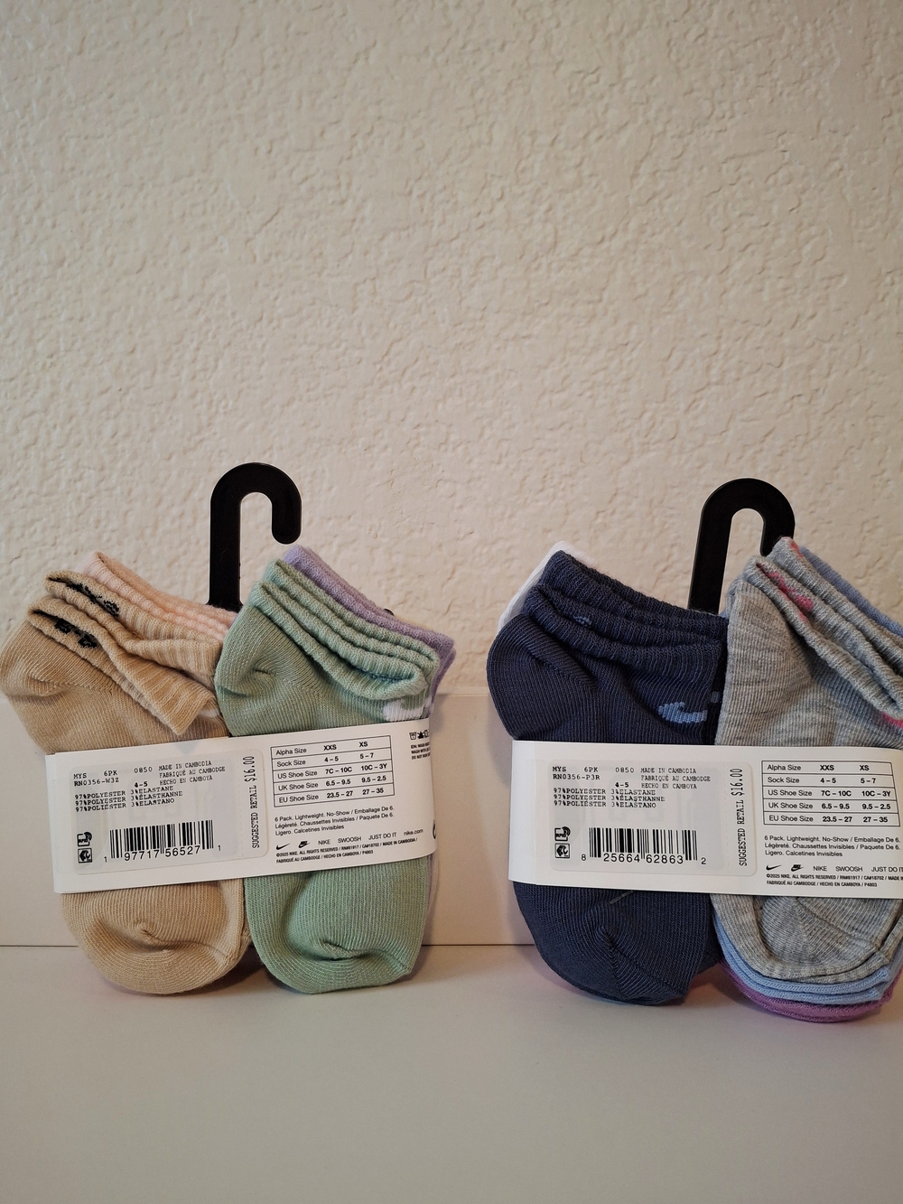 Nike Toddler 2 Sets No-Show Socks: 6 Pk Pastel, 6 Pk Bright - Picture 2 of 6
